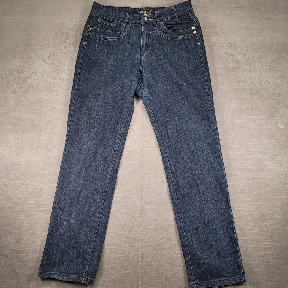 Crest Jeans Y2K Dark Wash Denim Jeans‎ Rhinestone Embellished Pockets Size 13/14